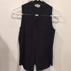 Madewell Black silk button front tank